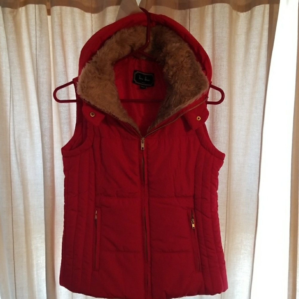 Red hooded vest